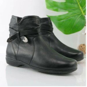 Abeo Ally Black Leather ankle Boot womens size 9.5